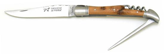 Couteau de poche Laguiole avec poinçon et tire bouchon en genévrier
