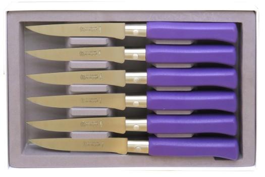 Coffret de 6 couteaux de table country violet