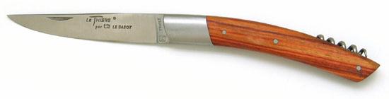 Couteau de poche Le Thiers avec tire bouchon manche en bois de rose Couteau de poche Le Thiers avec tire bouchon manche en bois de rose