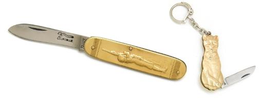Couteau Coursolle en laiton et porte clés