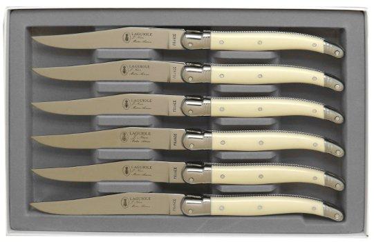 Coffret de 6 couteaux Laguiole de table couleur ivoire