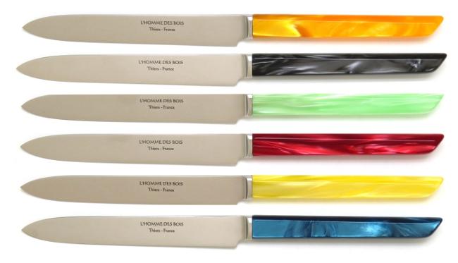 6 COUTEAUX DE TABLE GENTO MANCHE 6 COULEURS EN COFFRET BOIS