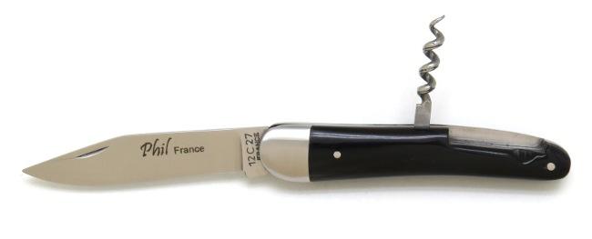 COUTEAU ALSACIEN TIRE BOUCHON EN CORNE MANCHE 10 CM - AVEC TIRE BOUCHON 
