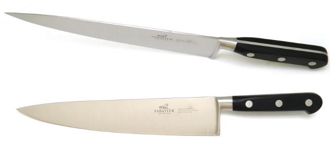 COUTEAU CHEF FORGE SABATIER LAME 25 CM MANCHE EN RESINE NOIRE