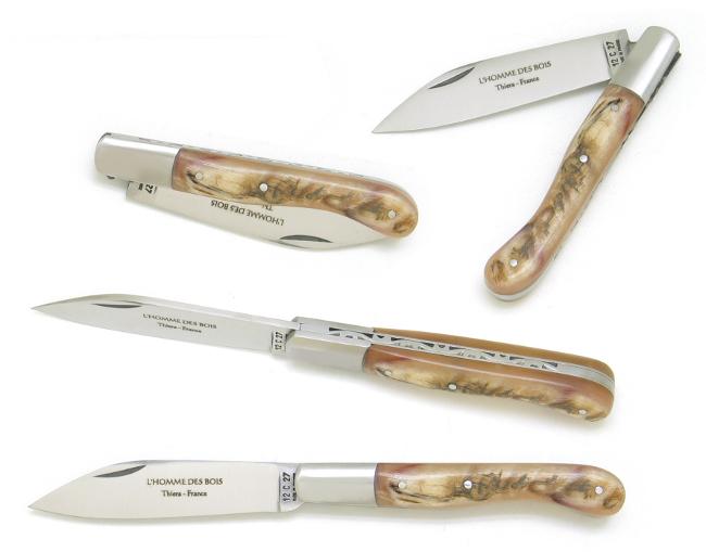 COUTEAU DE POCHE AURILLAC EN CORNE DE BELIER MANCHE 11 CM - 1 MITRE INOX