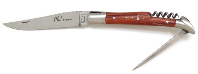Couteau Laguiole avec poinçon en bois de rose