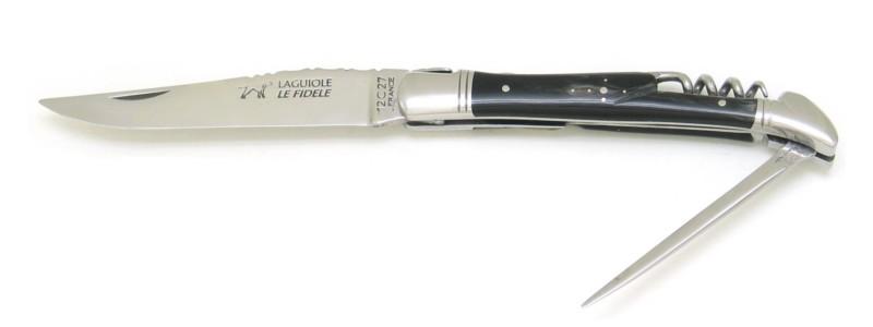 Couteau Laguiole avec poincon et tire-bouchon en corne