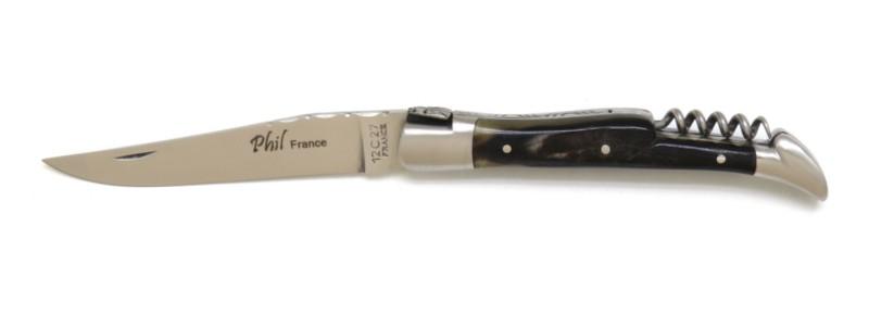 Couteau Laguiole avec tire-bouchon en corne de bélier