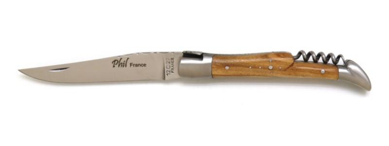 Couteau Laguiole avec tire-bouchon en olivier