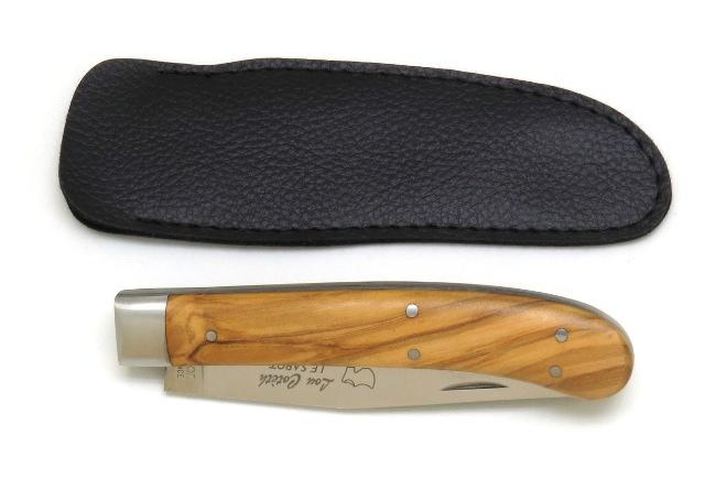COUTEAU FERMANT LOU COTETH EN OLIVIER MANCHE 11,5 CM EN BOIS D'OLIVER - MITRE EN INOX