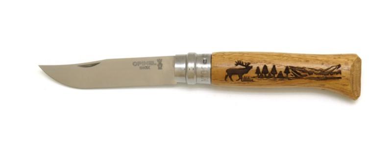 Couteau opinel animalia gravure cerf
