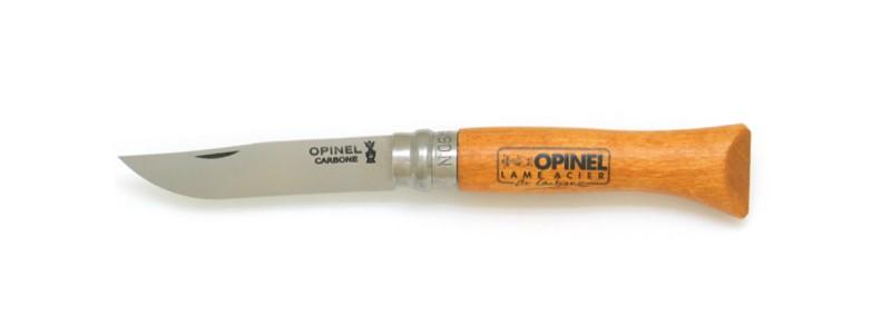 Couteau opinel n°6 lame carbone et manche en hêtre