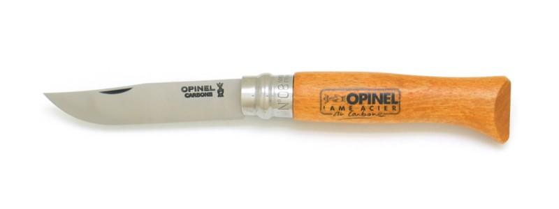 Couteau opinel n°8  carbone manche en bois de hêtre