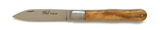 Couteau pliant artisanal français en olivier