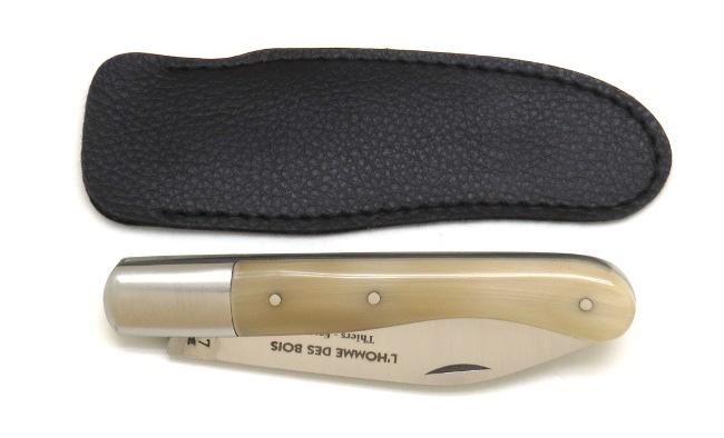COUTEAU PLIANT AURILLAC EN CORNE BLONDE MANCHE 11 CM - 1 MITRE INOX - NATURE