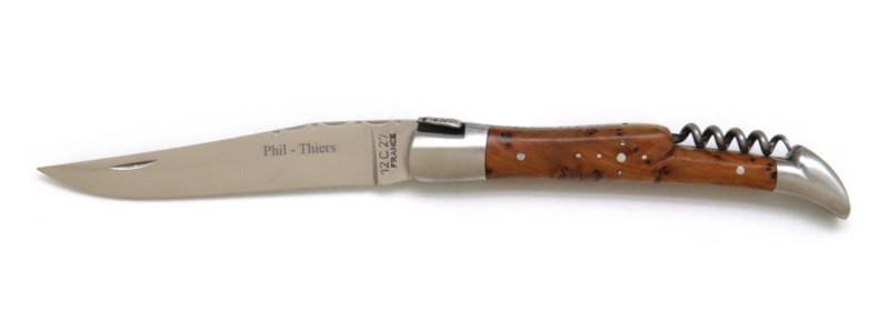 Couteau pliant en bois de thuya avec tire bouchon Couteau pliant en bois de thuya avec tire bouchon