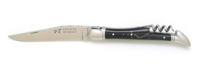 Couteau de poche laguiole fabriqué à thiers manche en corne avec tire bouchon