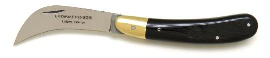 Couteau serpette en croûte de buffle d'artisan coutelier