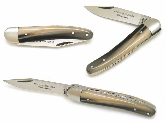 COUTEAU ALSACIEN EN POINTE DE CORNE BLONDE MANCHE 10 CM - 1 MITRE INOX