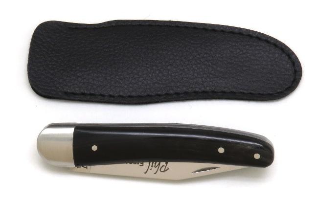 COUTEAU ALSACIEN EN POINTE DE CORNE NOIRE MANCHE 10 CM - LAME INOX