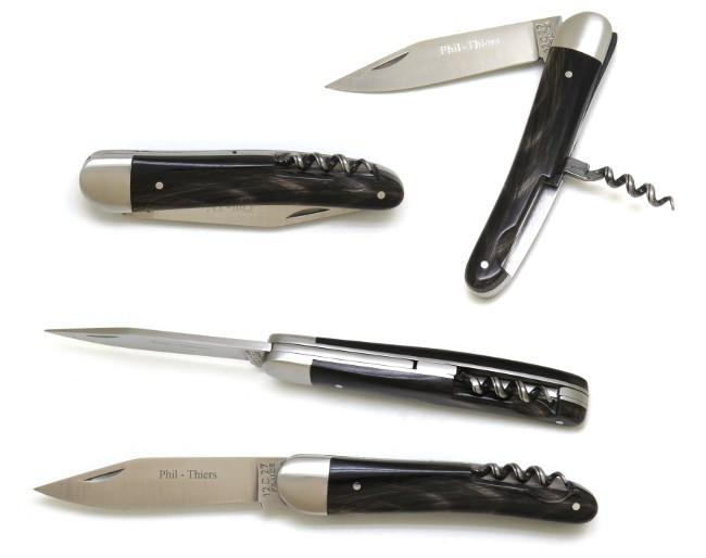 COUTEAU ALSACIEN 2P EN CORNE MANCHE 10 CM - AVEC TIRE BOUCHON 