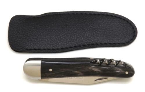 COUTEAU ALSACIEN 2P EN CORNE MANCHE 10 CM - AVEC TIRE BOUCHON 