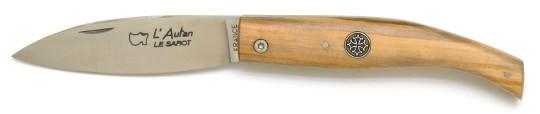 Couteau Autan en bois d'olivier et croix occitane