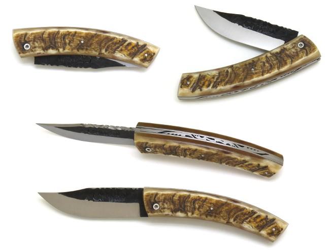 COUTEAU DE CHASSE PLIANT BARIBAL EN BELIER LAME EN ACIER CARBONE - PLEIN MANCHE 12 CM