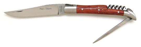 Couteau de poche avec tire bouchon et poinçon en bois de rose