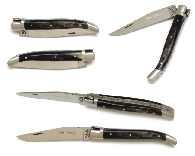 COUTEAU DE POCHE PHIL EN CORNE DE BELIER 2 MITRES INOX - MANCHE 11 CM