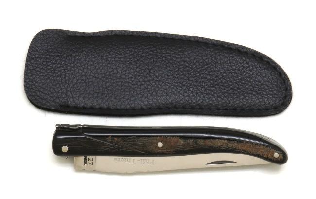 COUTEAU DE POCHE PHIL EN CROUTE DE BUFFLE PLEIN MANCHE 12 CM - GAMME ELEGANCE
