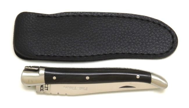 COUTEAU DE POCHE PHIL EN CORNE NOIRE 2 MITRES INOX - MANCHE 10 CM