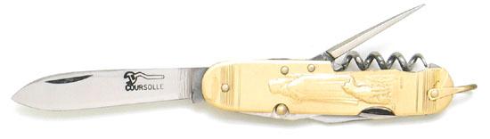 Couteau de poche Coursolle laiton décor berger et ses moutons