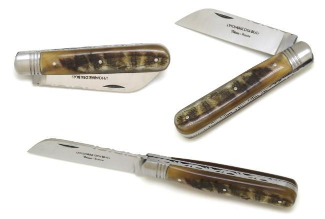 COUTEAU DE POCHE LANGRES EN CORNE DE BELIER 1 MITRE ACIER - MANCHE 10,5 CM
