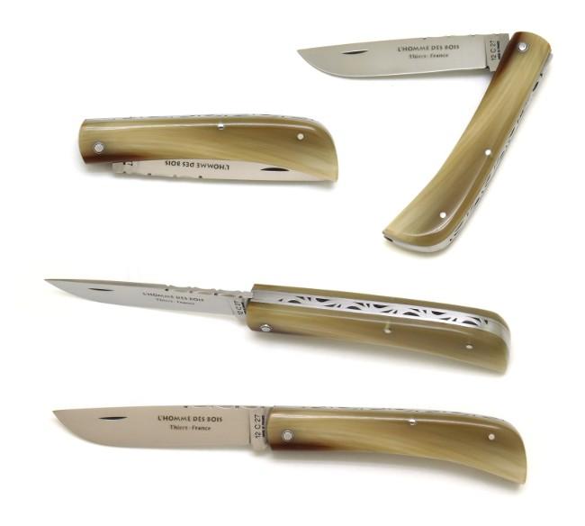 COUTEAU DE POCHE MINEUR EN CORNE BLONDE GAMME ELEGANCE - PLEIN MANCHE