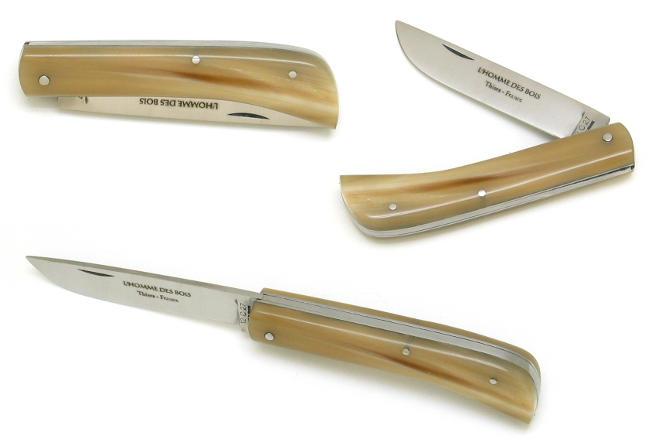 COUTEAU DE POCHE MINEUR EN POINTE DE CORNE BLONDE GAMME NATURE - PLEIN MANCHE