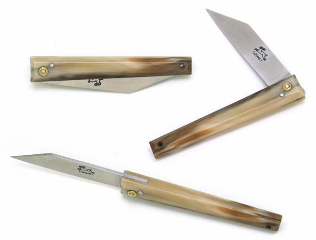 COUTEAU DE POCHE MONTPELLIER EN CORNE BLONDE COUTEAU DE BERGER - MANCHE 11,5 CM