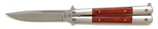 Couteau papillon manche inox pakka