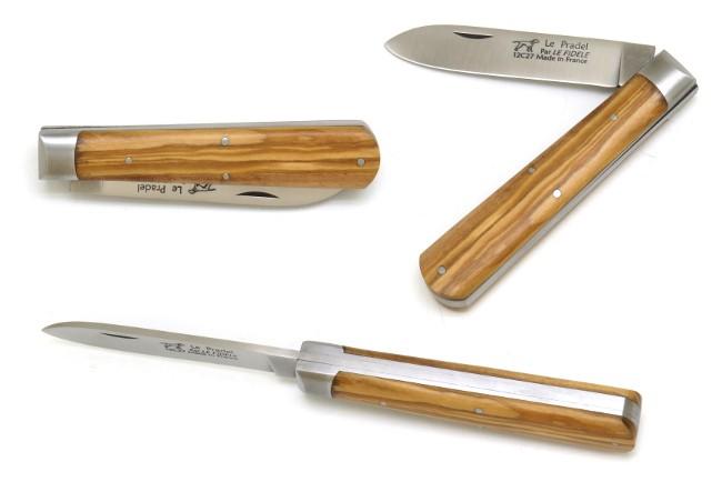 COUTEAU PRADEL EN BOIS D'OLIVIER 1 MITRE EN INOX - LAME INOX