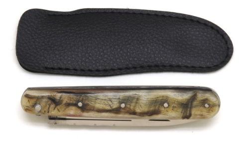 COUTEAU DE POCHE ROUENNAIS EN CORNE DE BELIER GAMME ELEGANCE - PLEIN MANCHE 11 CM