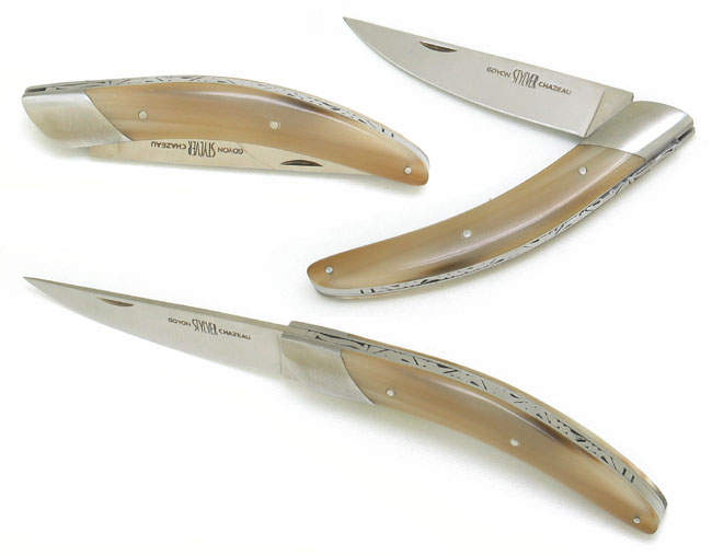 COUTEAU DE POCHE STYLVER EN POINTE DE CORNE MANCHE 12 CM - 1 MITRE INOX