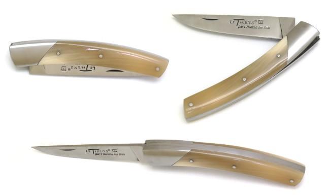 COUTEAU LE THIERS® EN POINTE DE CORNE BLONDE PAR L'HOMME DES BOIS - 1 MITRE INOX NATURE