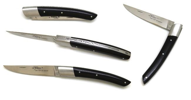 COUTEAU FERMANT LE THIERS®  PAR LE SABOT 1 MITRE EN INOX - MANCHE 12 CM EN CORNE GRISE