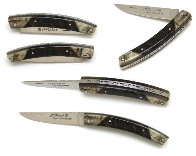 COUTEAU LE THIERS® PLEIN MANCHE EN CROUTE DE BUFFLE 2 MITRES EN CORNE DE BELIER