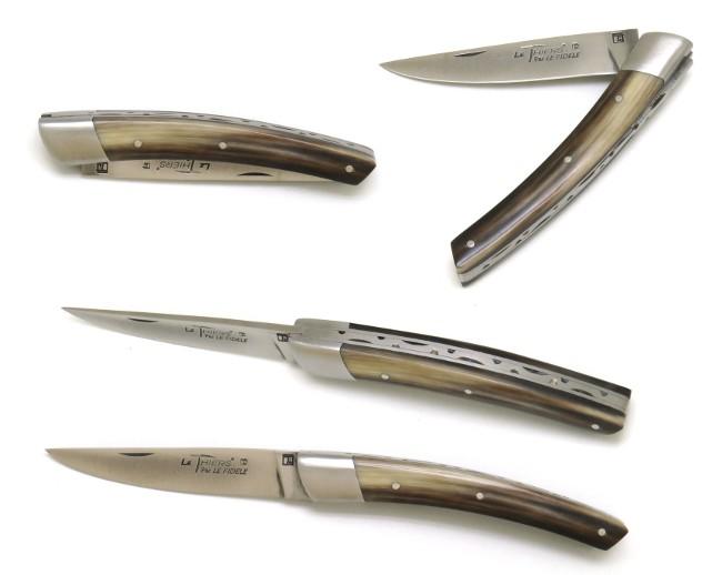 COUTEAU DE POCHE LE THIERS® EN CORNE BLONDE MANCHE 10 CM - 1 MITRE EN INOX