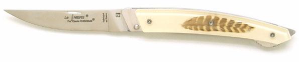 Couteau LE THIERS® verrou manche inclusion plume de bécasse