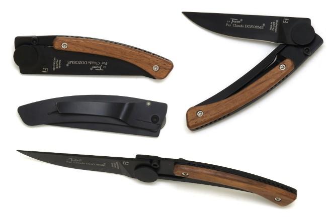 COUTEAU DE POCHE LE THIERS® NOIR HABILLAGE VALLERNIA LINER LOCK - LAME NOIRE - AVEC CLIP CEINTURE