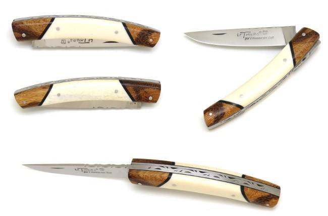COUTEAU LE THIERS® EN OS, EBENE ET BOIS DE SERPENT PLEIN MANCHE  -  GAMME ELEGANCE