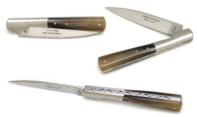COUTEAU DE POCHE VENDETTA EN POINTE DE CORNE BLONDE MANCHE 13 CM - 1 MITRE INOX