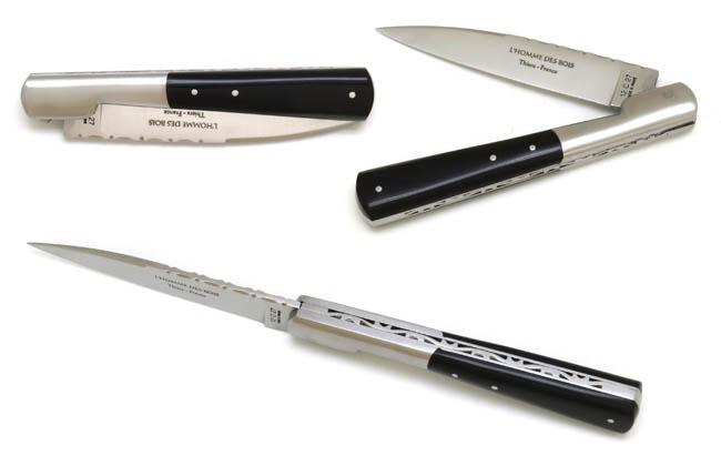 COUTEAU DE POCHE VENDETTA EN POINTE DE CORNE NOIRE MANCHE 13 CM - 1 MITRE INOX
